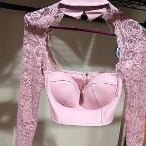 Elegant Pink Lace Women's Top